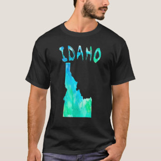 Camiseta Colorido Mapa De Estado Idaho Aislado En Acuarela