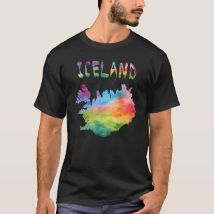 Camiseta Colorido Mapa De Islandia Aislada En Colorf De Col