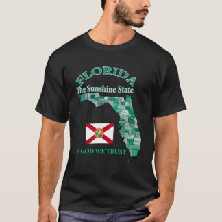 Camiseta Colorido Mapa del Condado Estatal de Florida Con N