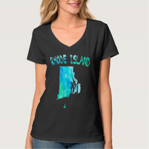 Camiseta Colorido Mapa del Estado De Rhode Island Aislado E