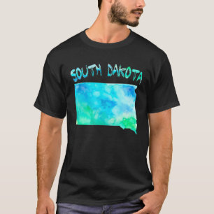 Camiseta Colorido Mapa Estatal De Dakota Del Sur Aislado En