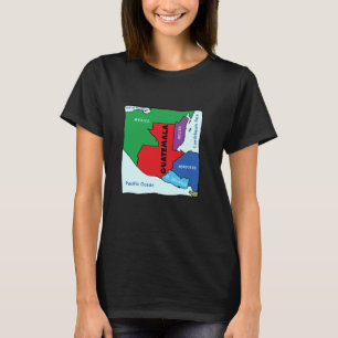 Camiseta Colorido mapa simplificado de Guatemala, golpe vec