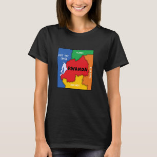 Camiseta Colorido mapa simplificado de Ruanda, país vecino