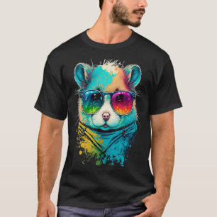 Camiseta Colorido martillo lindo con gafas de sol animal