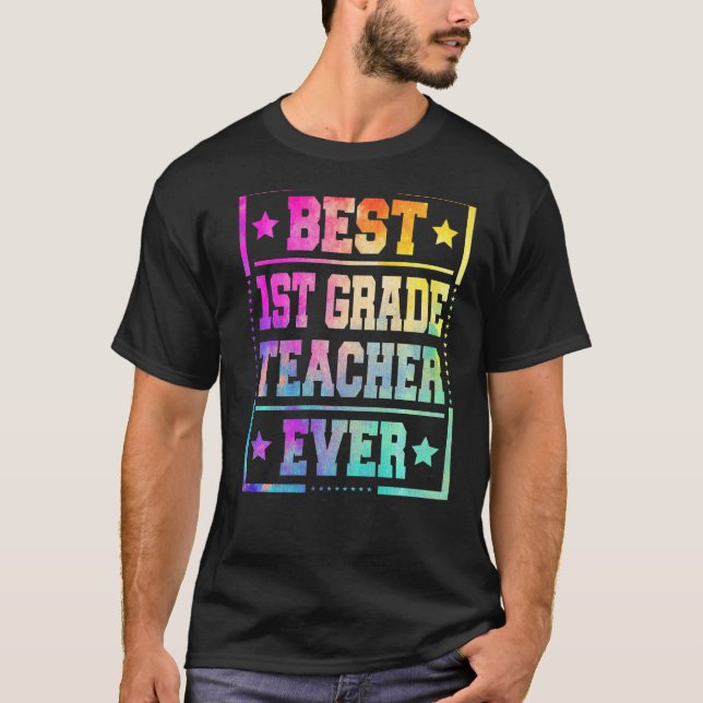 Camiseta Colorido mejor profesor de primer curso (Anverso)