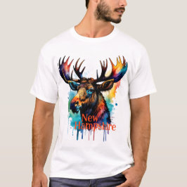 Camiseta Colorido Moose Watercolor New Hampshire