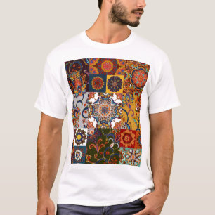 Camiseta Colorido mosaico de cuadros: estilo de cerámica ma