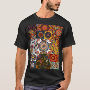 Camiseta Colorido mosaico de cuadros: estilo de cerámica ma
