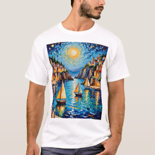 Camiseta Colorido Mosaico Vela Mediterráneo Sunset Tee