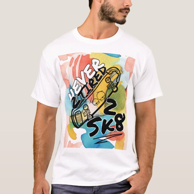 CAMISETA COLORIDO NUNCA 2 CANSADOS 2 SK8 (Anverso)