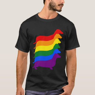 Camiseta Colorido Orgullo Dachshund Lgbt Perro Arcoiris Sil