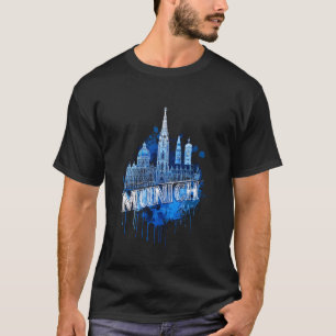 Camiseta Colorido paisaje urbano de Múnich Arte acuarela Vi