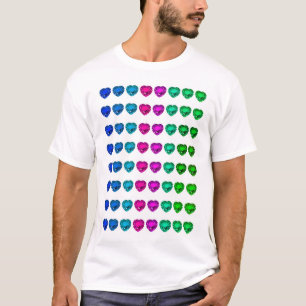 Camiseta Colorido Patrón cardíaco piedras en el corazón