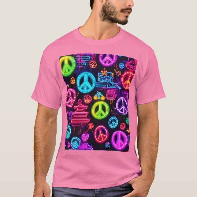 Camiseta Colorido patrón de paz neón (Anverso)
