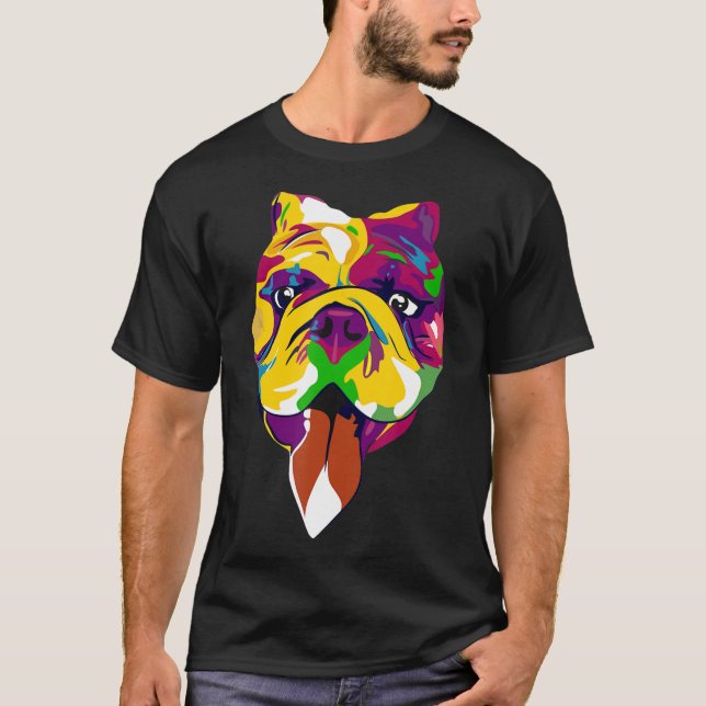 Camiseta Colorido perro de Pitbull (Anverso)