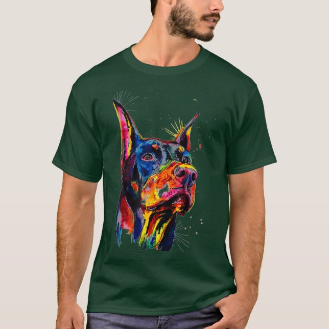 Camiseta Colorido perro doberman amante papá mamá Chica (Anverso)