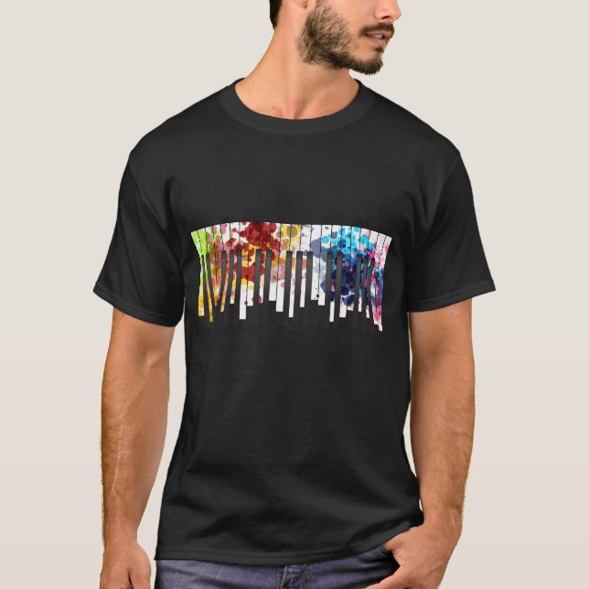 Camiseta Colorido Piano Keys Music Aover Pianista (Anverso)