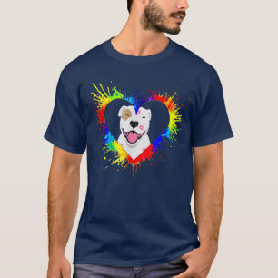 Camiseta Colorido Pitbull Terrier Perro Amante Papá Mamá, B