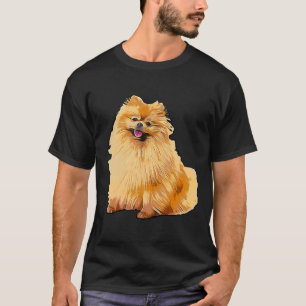 Camiseta Colorido Pomerania Sentado Pomerania Spitz