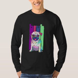 Camiseta Colorido Pop Art Style Pug Dog Gráfico Gráfica Gra