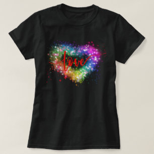 Camiseta Colorido purpurina guión de amor al corazón