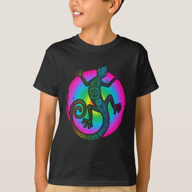 Camiseta Colorido Reptile Art Gecko Lizard Lover (Anverso)