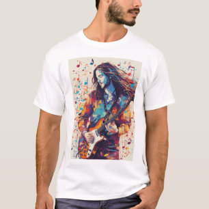 Camiseta Colorido Resumen de arte de la música guitarista