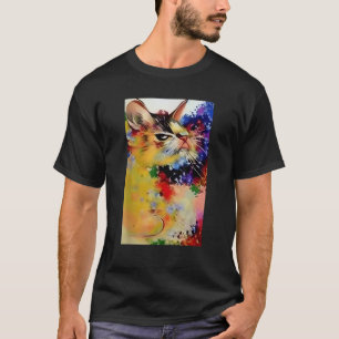 Camiseta Colorido Resumen Gato Vibrante Feline Desi