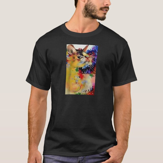 Camiseta Colorido Resumen Gato Vibrante Feline Desi (Anverso)