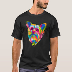 Camiseta Colorido retrato de Yorkie Pr del Pop Yorkshire Te