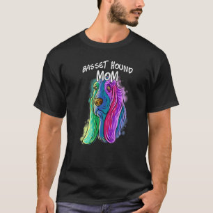 Camiseta Colorido retrato pop Basset perrito madre de perro