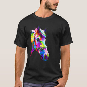 Camiseta Colorido retrato pop de caballos divertidos