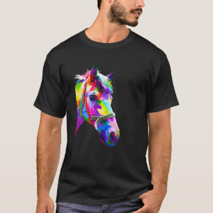 Camiseta Colorido retrato pop de caballos divertidos