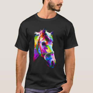 Camiseta Colorido retrato pop de caballos divertidos