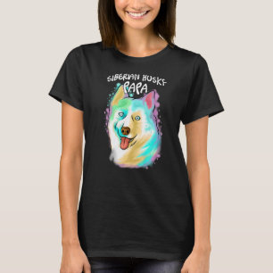 Camiseta Colorido retrato pop Husky Dog Dad Day P