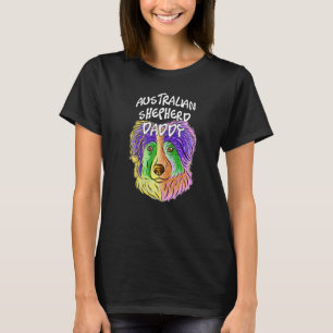 Camiseta Colorido retrato pop pastor australiano papá