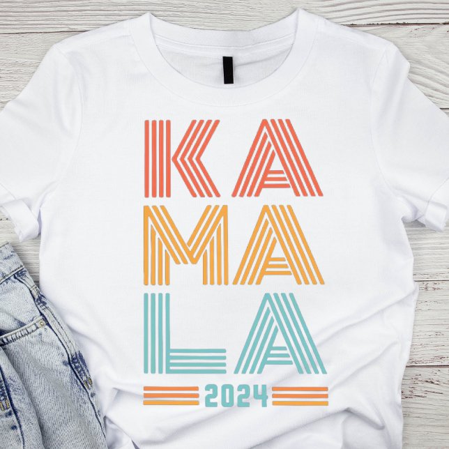 Camiseta Colorido Retro KAMALA 2024 Tirado (Subido por el creador)