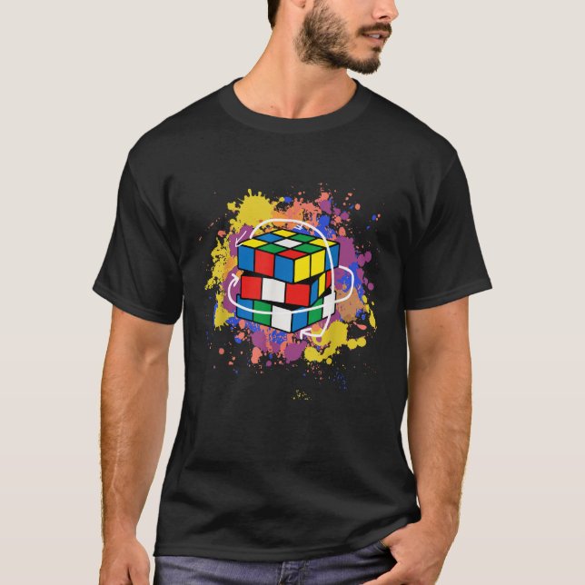 Camiseta Colorido rompecabezas competitivo Speedcubing Grap (Anverso)