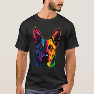 Camiseta Colorido rostro de Malinois belga Perro pastor lin