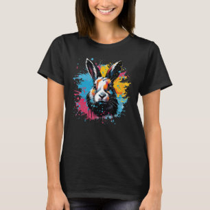 Camiseta Colorido Splash Art Cute Holandés Rabbit Lover