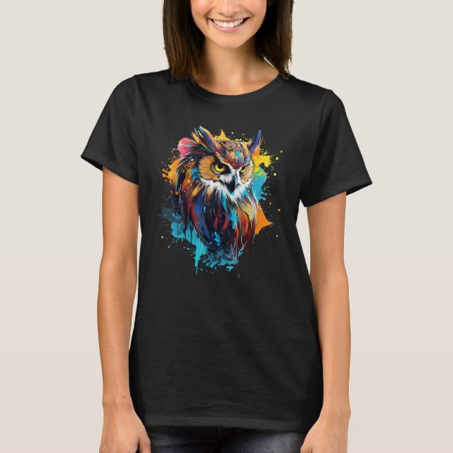 Camiseta Colorido Splash Art Eurasian Eagle Owl Lover (Anverso)