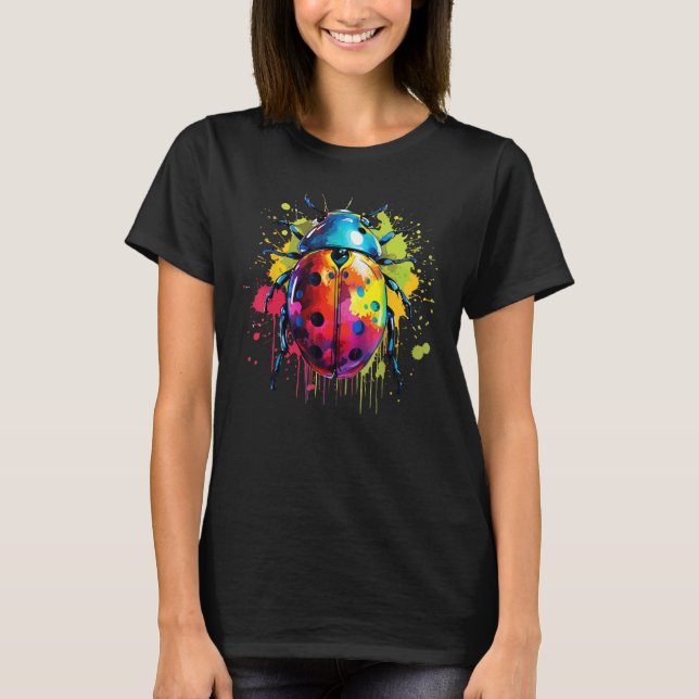 Camiseta Colorido Splash Art Ladybug Nature Lover (Anverso)