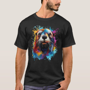 Camiseta Colorido Splash Art Sea Otter Animals Lover