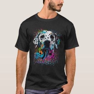 Camiseta Colorido Splash Dalmatian Portrait Puppy Dueño