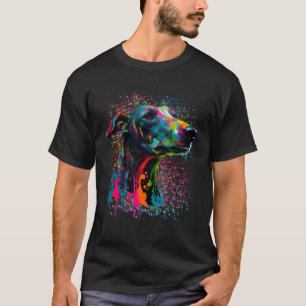 Camiseta Colorido Splash Greyhound Portrait Puppy Dueño