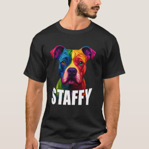 Camiseta Colorido Staffy Staffordshire Bull Terrier Dog Fac