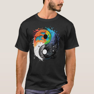Camiseta Colorido Taoismo Yin Yang salpicado en Zen Taijitu