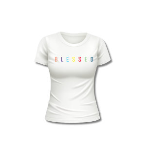 Camiseta Colorido texto bendecido cristiano