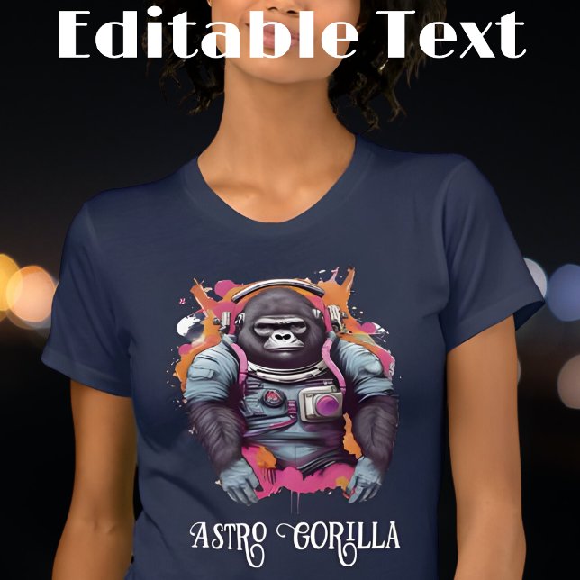 Camiseta Colorido texto editable por gorila astronauta (Subido por el creador)