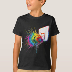 Camiseta Colorido Tie Dye Baloncesto Hoop Paint Splatter Sp